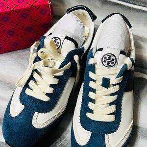 Tory Burch Blue and Cream Sneakers